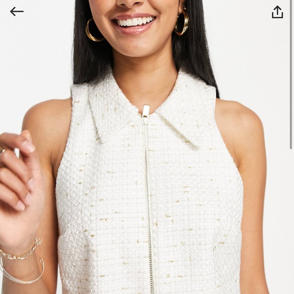 Classy Old Money Vibes River Island Mini Dress in Cream - Picture 3 of 7